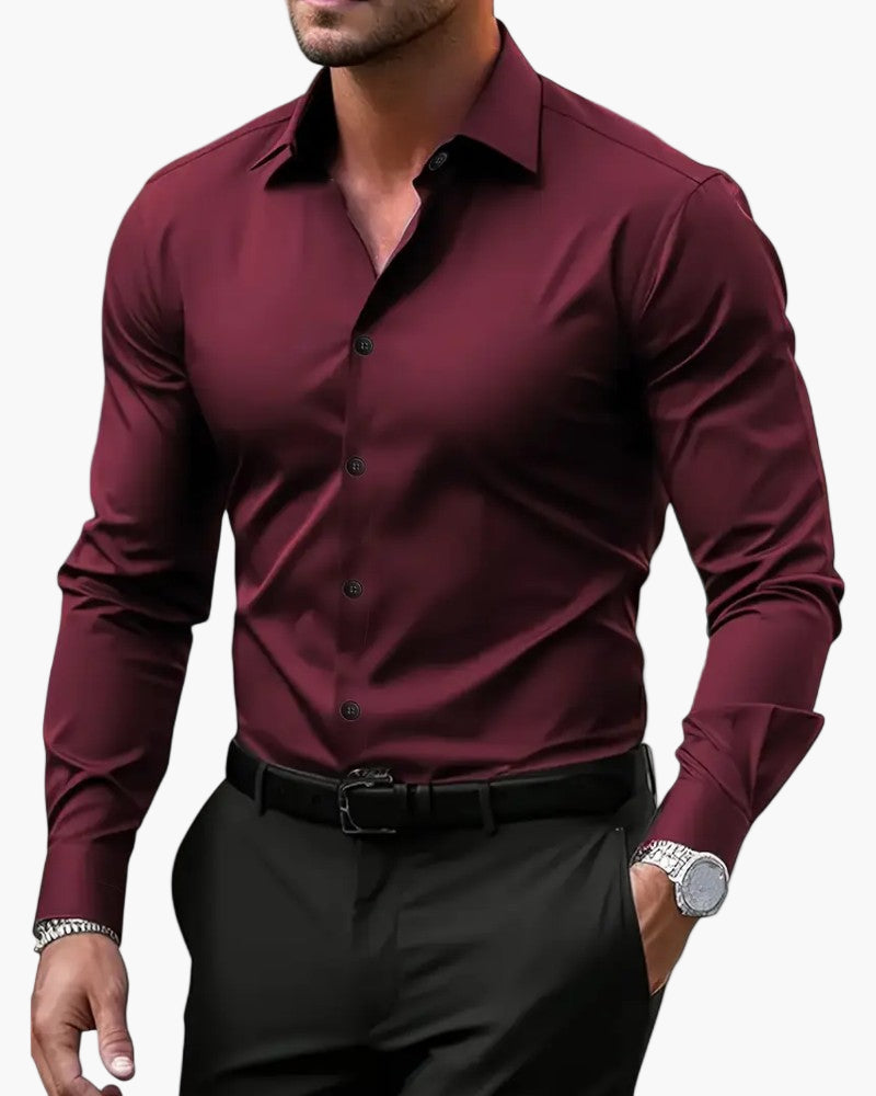 Men's Slim Fit Long Sleeve Dress Shirt – Modern Style for Business and Events