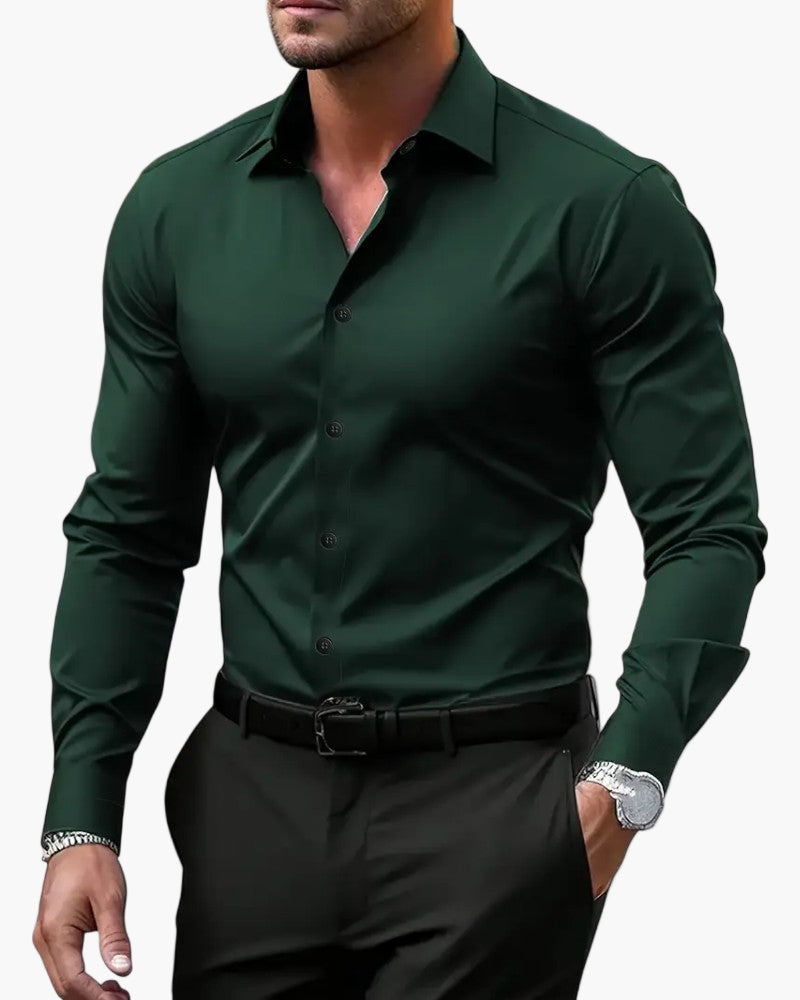Men's Slim Fit Long Sleeve Dress Shirt – Modern Style for Business and Events