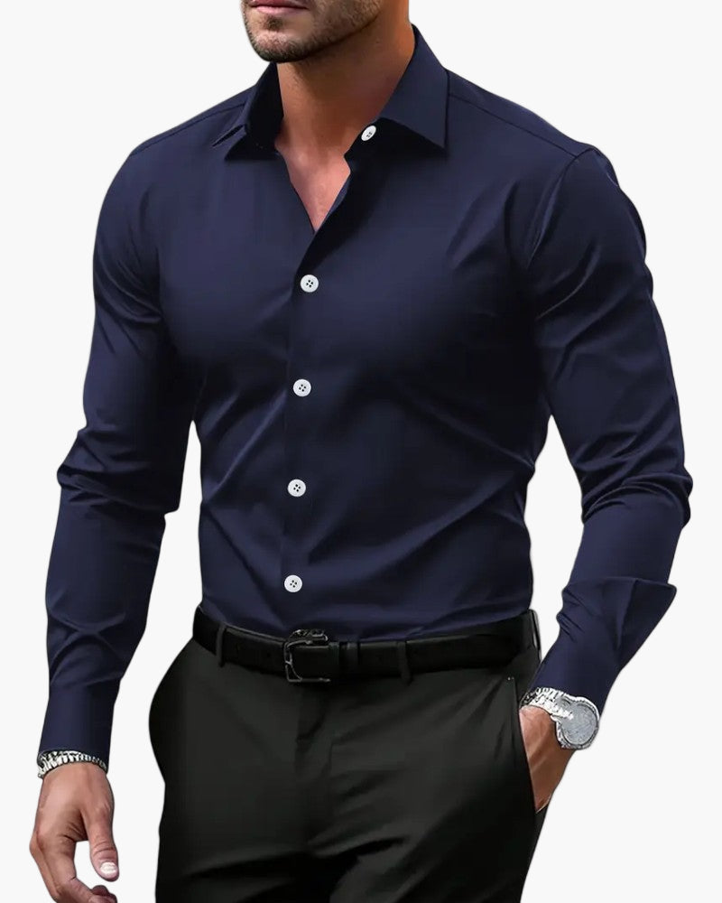 Men's Slim Fit Long Sleeve Dress Shirt – Modern Style for Business and Events