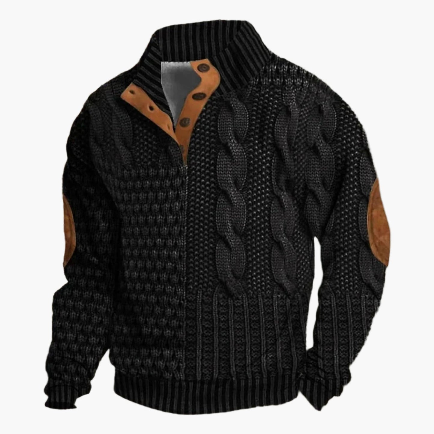 Men's Vintage Patchwork Knit Pattern Bomber Jacket – Casual Streetwear Style