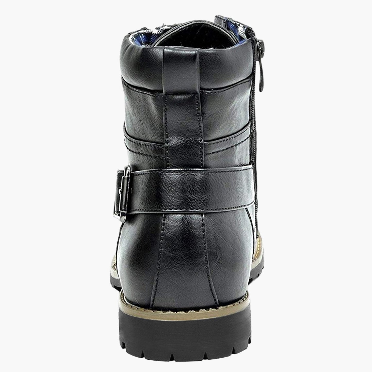 Men's Casual Motorcycle Ankle Boots – Urban Lace-Up Combat Style with Zipper and Buckle