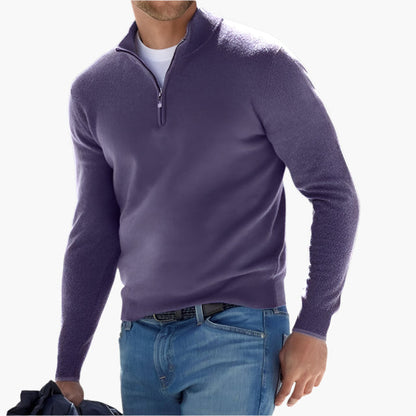 Men's Quarter-Zip Stand Collar Sweater – Classic Versatile Pullover for Everyday and Office
