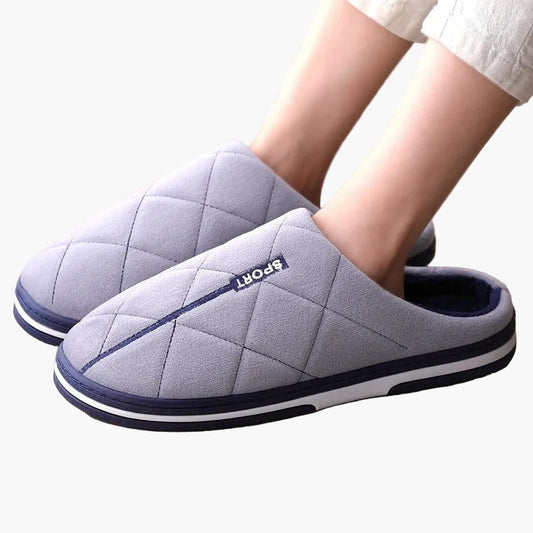 Men's Sport Style Quilted Indoor House Slippers – Cozy Slip-On Home Comfort