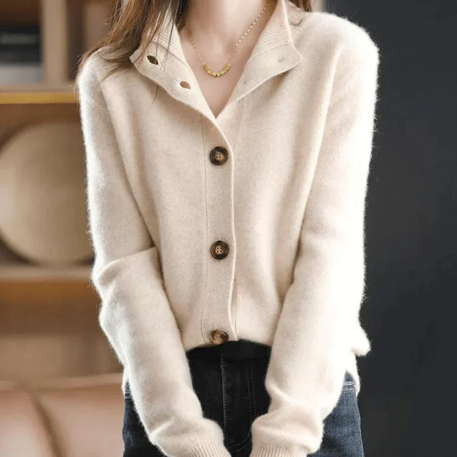 Women's Classic Button-Up Cardigan Sweater for Everyday and Office Wear