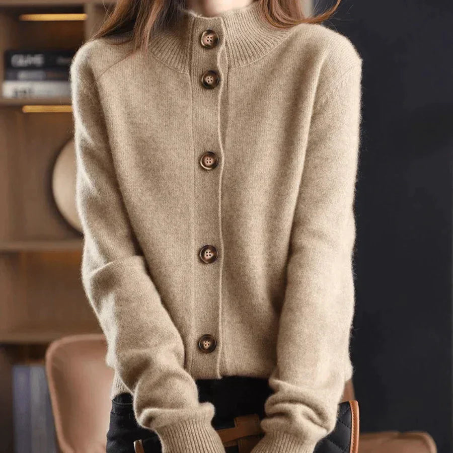 Women's Classic Button-Up Cardigan Sweater for Everyday and Office Wear