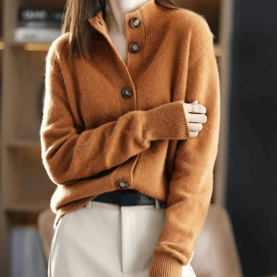 Women's Classic Button-Up Cardigan Sweater for Everyday and Office Wear