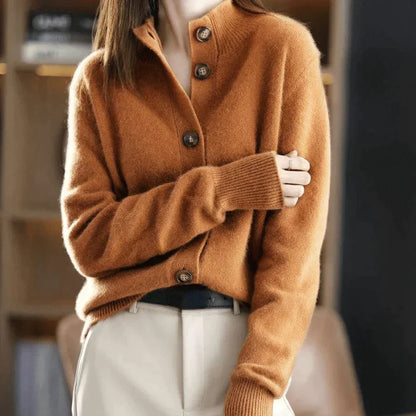 Women's Classic Button-Up Cardigan Sweater for Everyday and Office Wear