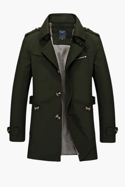 Men's Classic Trenchcoat with Lapel Collar – Versatile Urban Style for Business and Casual