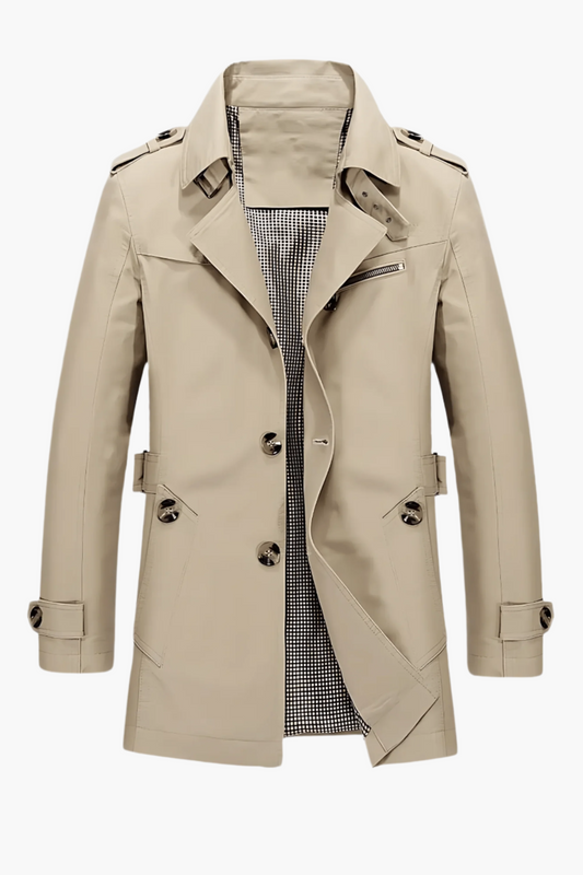 Men's Classic Trenchcoat with Lapel Collar – Versatile Urban Style for Business and Casual