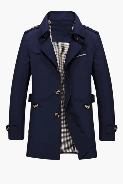 Men's Classic Trenchcoat with Lapel Collar – Versatile Urban Style for Business and Casual