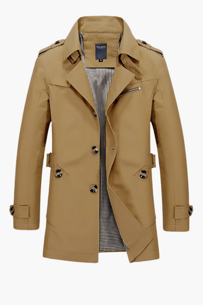 Men's Classic Trenchcoat with Lapel Collar – Versatile Urban Style for Business and Casual