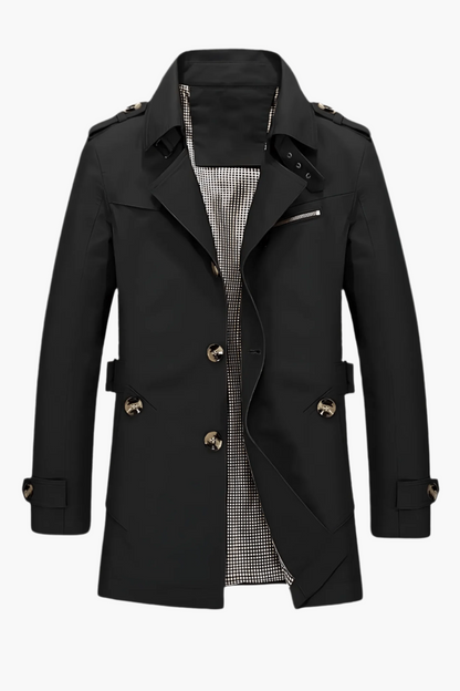 Men's Classic Trenchcoat with Lapel Collar – Versatile Urban Style for Business and Casual
