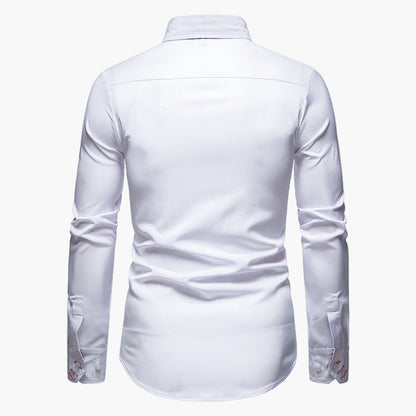 Men's Slim Fit Dress Shirt with Paisley Accent – Modern Elegant Long Sleeve Shirt for Business & Casual