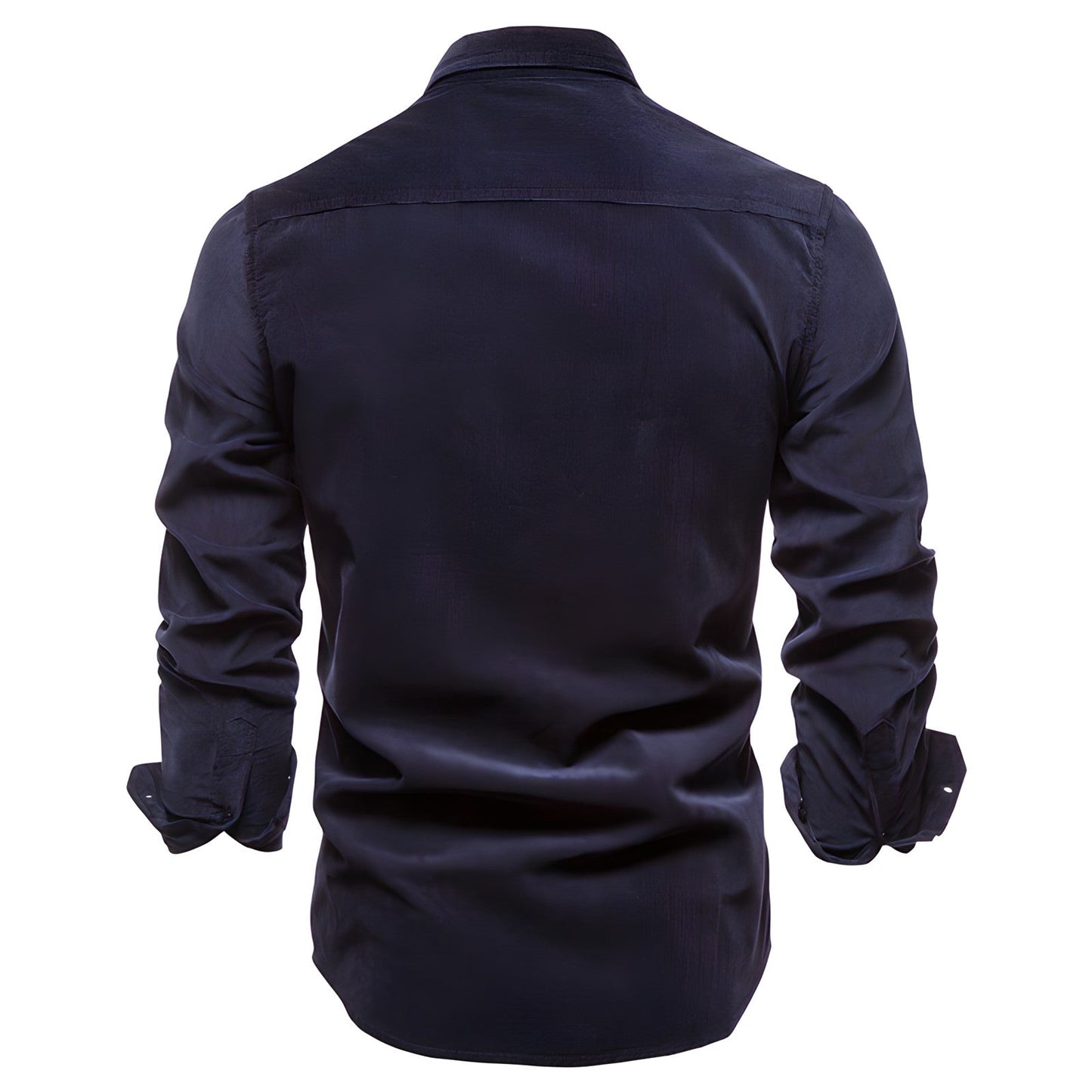 Men's Slim Fit Casual Long Sleeve Shirt with Button-Down Pockets - Modern Everyday Style