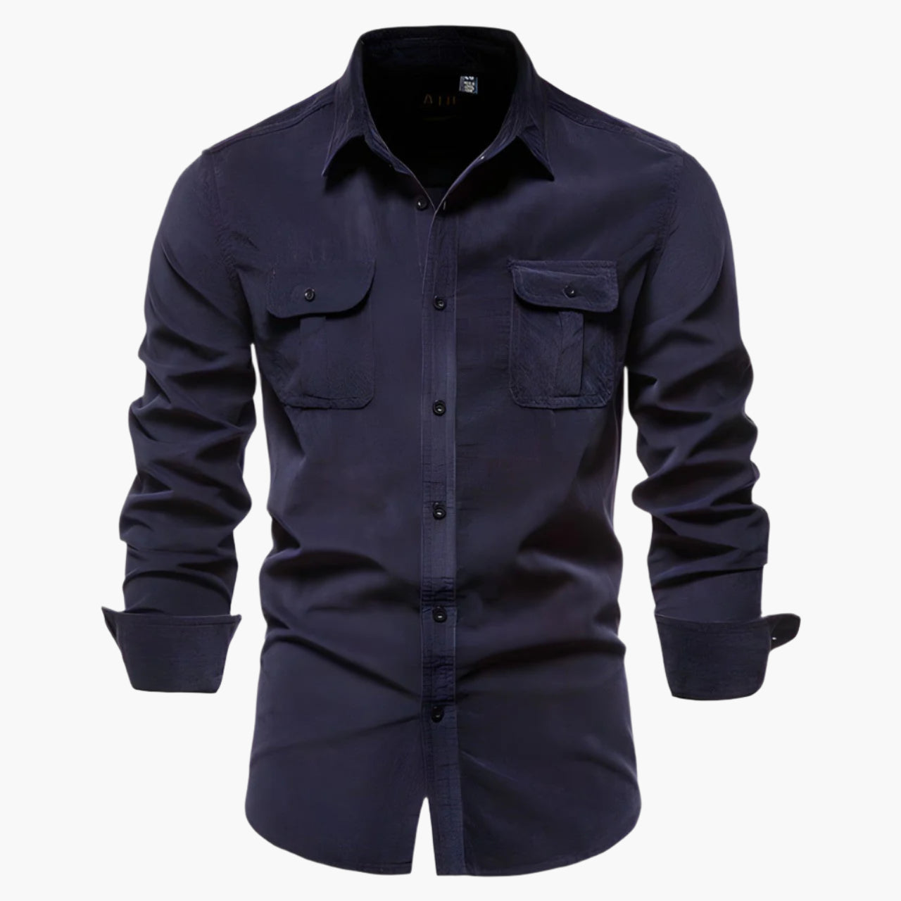 Men's Slim Fit Casual Long Sleeve Shirt with Button-Down Pockets - Modern Everyday Style