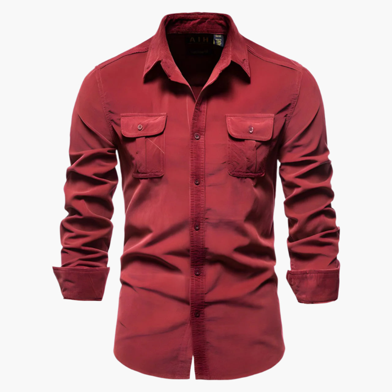 Men's Slim Fit Casual Long Sleeve Shirt with Button-Down Pockets - Modern Everyday Style