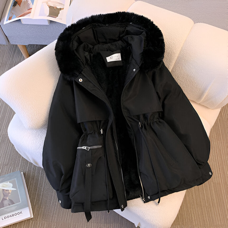 Women's Elegant Winter Coat with Hood – Stylish Warm Outerwear for Cold Weather