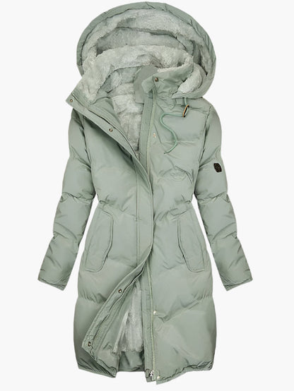 Women's Long Puffer Winter Coat with Hood – Stylish Warm Quilted Parka for Cold Weather