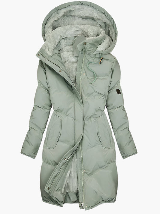 Women's Long Puffer Winter Coat with Hood – Stylish Warm Quilted Parka for Cold Weather
