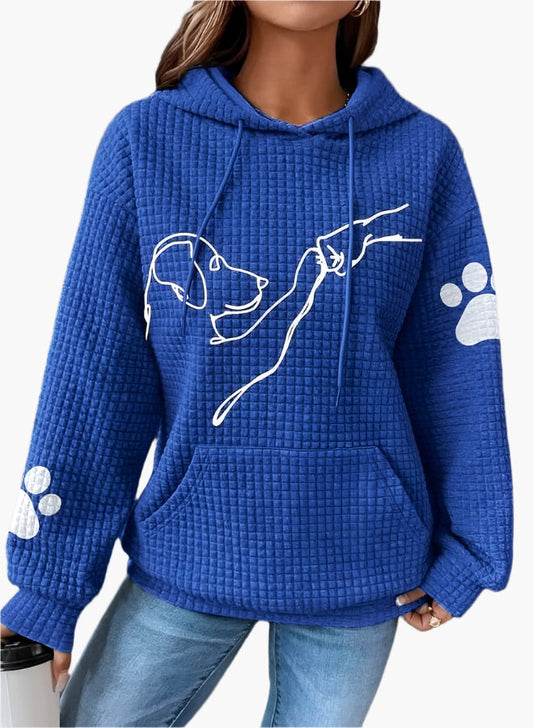 Women's Dog Lover Hoodie with Artistic Dog Print and Paw Sleeves – Casual Pullover for Pet Enthusiasts
