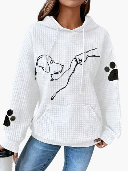 Women's Dog Lover Hoodie with Artistic Dog Print and Paw Sleeves – Casual Pullover for Pet Enthusiasts