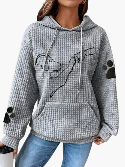 Women's Dog Lover Hoodie with Artistic Dog Print and Paw Sleeves – Casual Pullover for Pet Enthusiasts