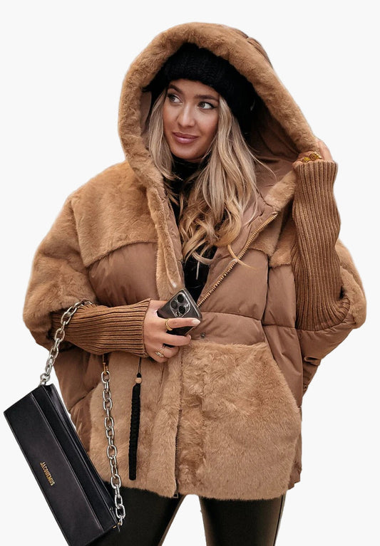 Women's Oversized Winter Hooded Puffer Jacket – Fashionable Warm Everyday Outerwear