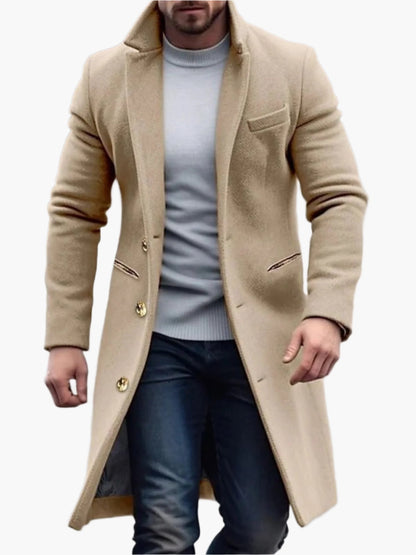 Men's Classic Long Overcoat – Elegant Winter Business & Casual Style