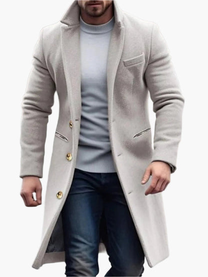 Men's Classic Long Overcoat – Elegant Winter Business & Casual Style