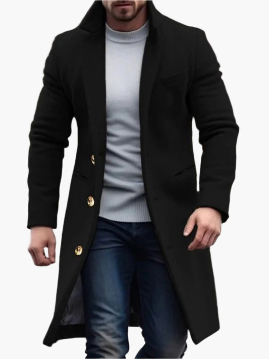 Men's Classic Long Overcoat – Elegant Winter Business & Casual Style