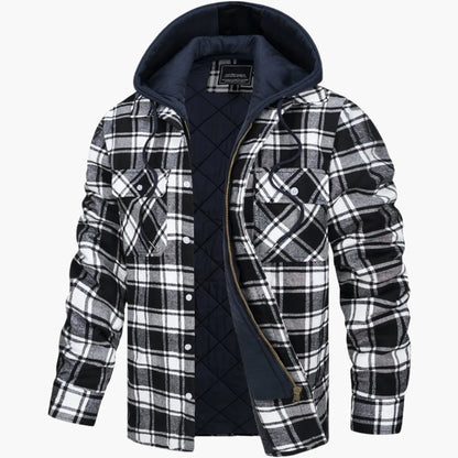Men's Hooded Plaid Shirt Jacket for Winter Outdoor and Casual Wear
