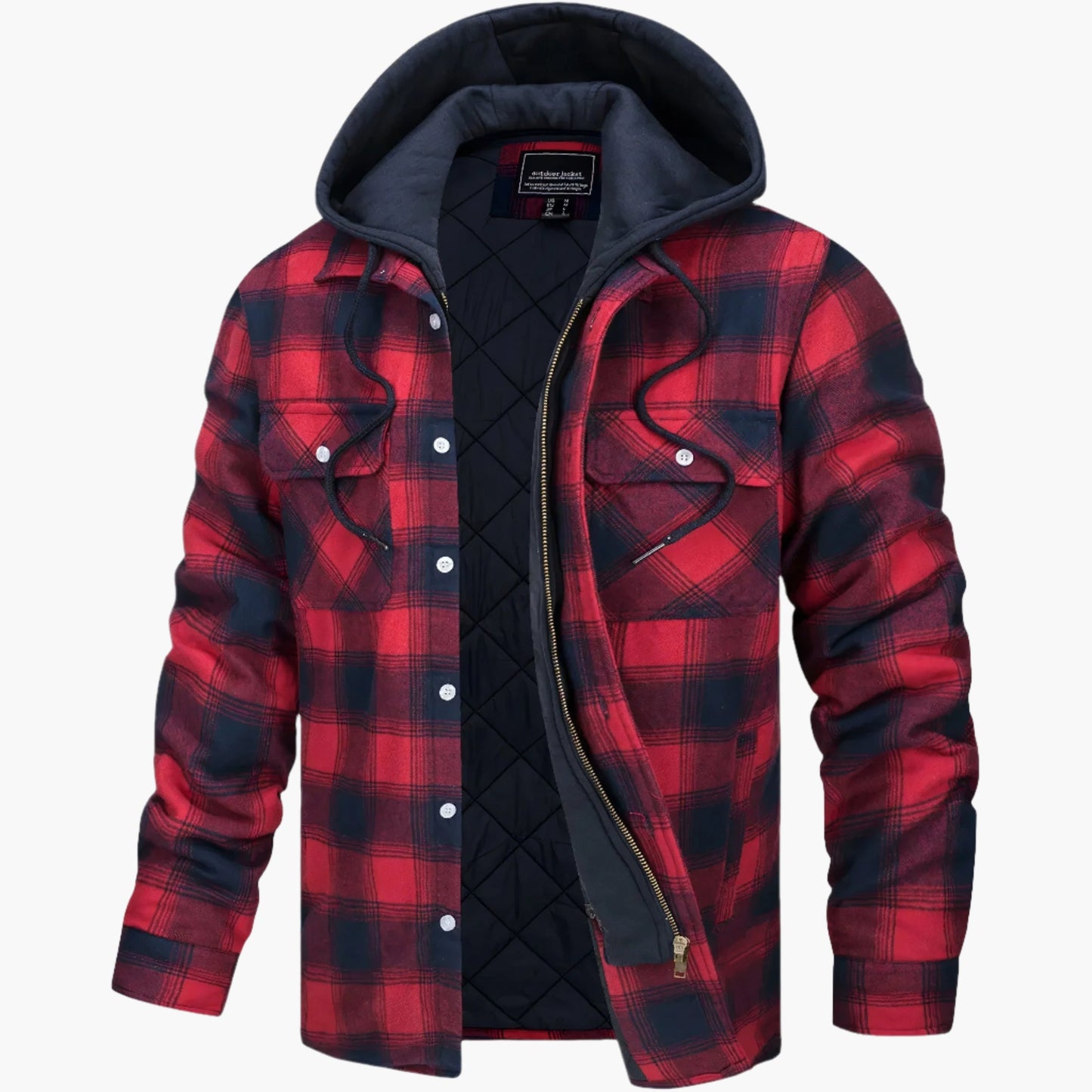 Men's Hooded Plaid Shirt Jacket for Winter Outdoor and Casual Wear