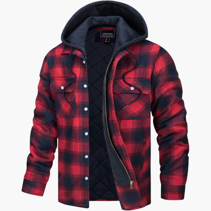 Men's Hooded Plaid Shirt Jacket for Winter Outdoor and Casual Wear