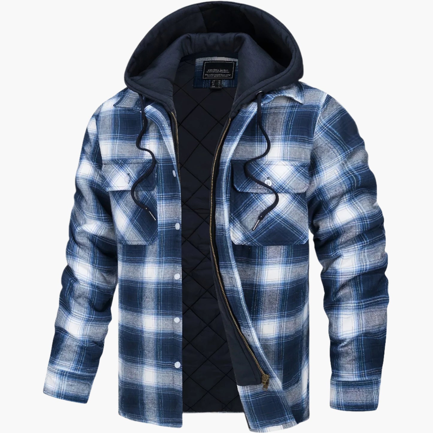 Men's Hooded Plaid Shirt Jacket for Winter Outdoor and Casual Wear