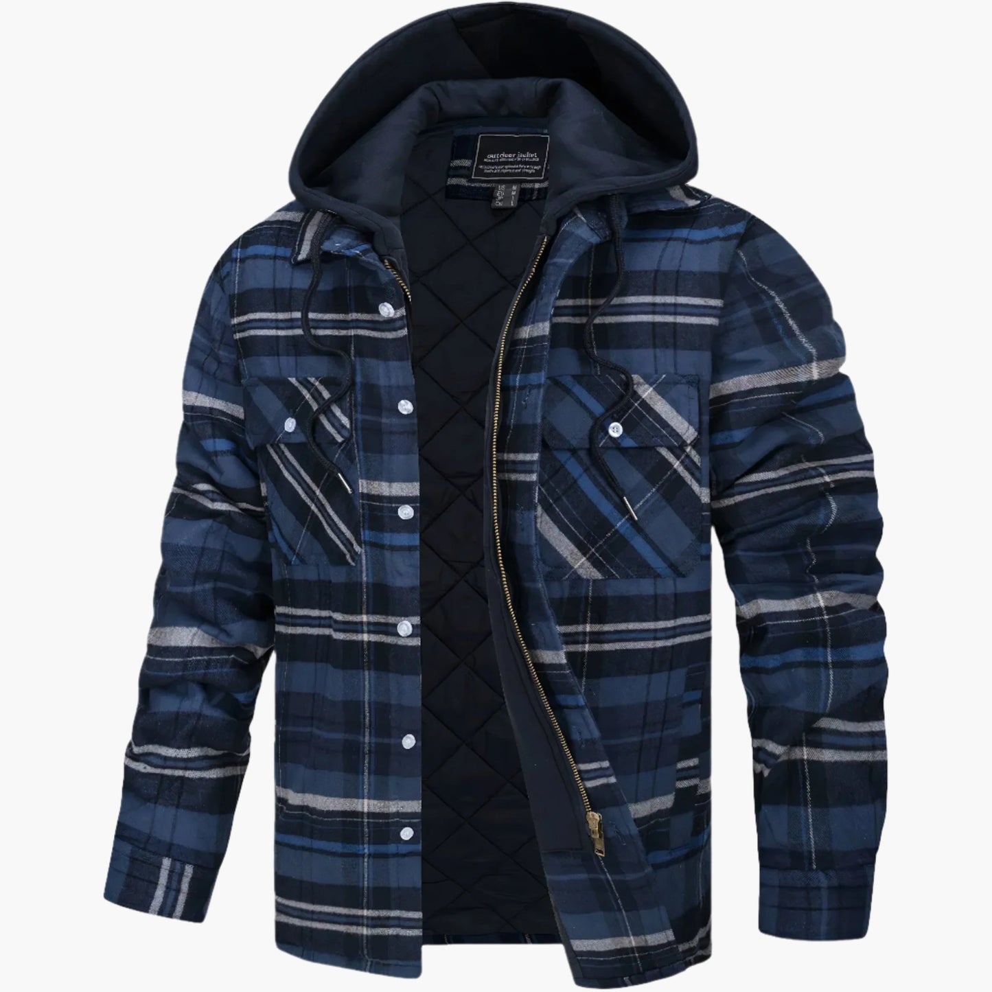 Men's Hooded Plaid Shirt Jacket for Winter Outdoor and Casual Wear