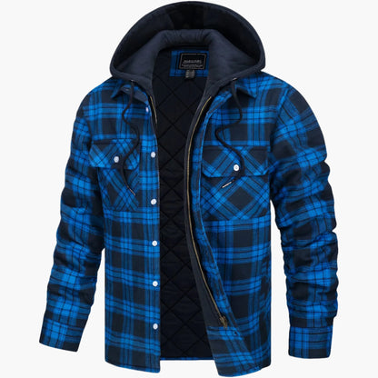 Men's Hooded Plaid Shirt Jacket for Winter Outdoor and Casual Wear