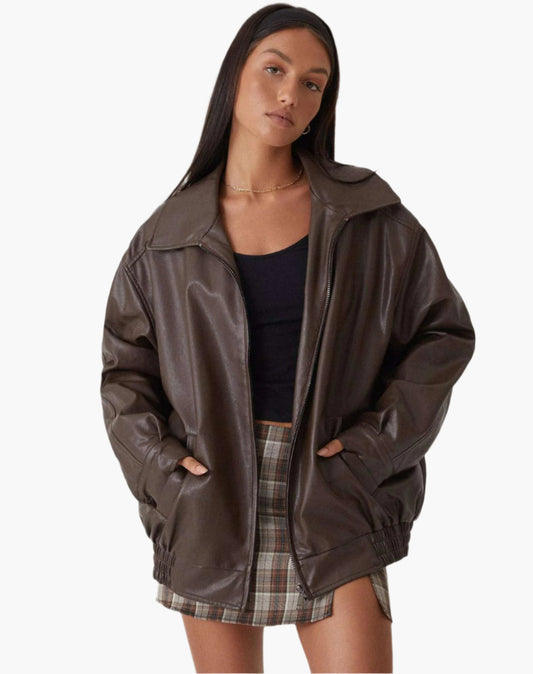 Women's Oversized Trendy Bomber Jacket for Urban Street Style