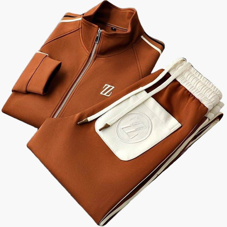Men's Modern Athletic Tracksuit Set – Sporty Casual Zip-Up Jacket and Joggers