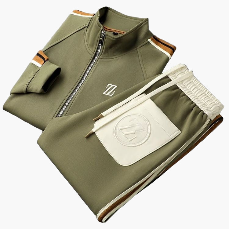 Men's Modern Athletic Tracksuit Set – Sporty Casual Zip-Up Jacket and Joggers