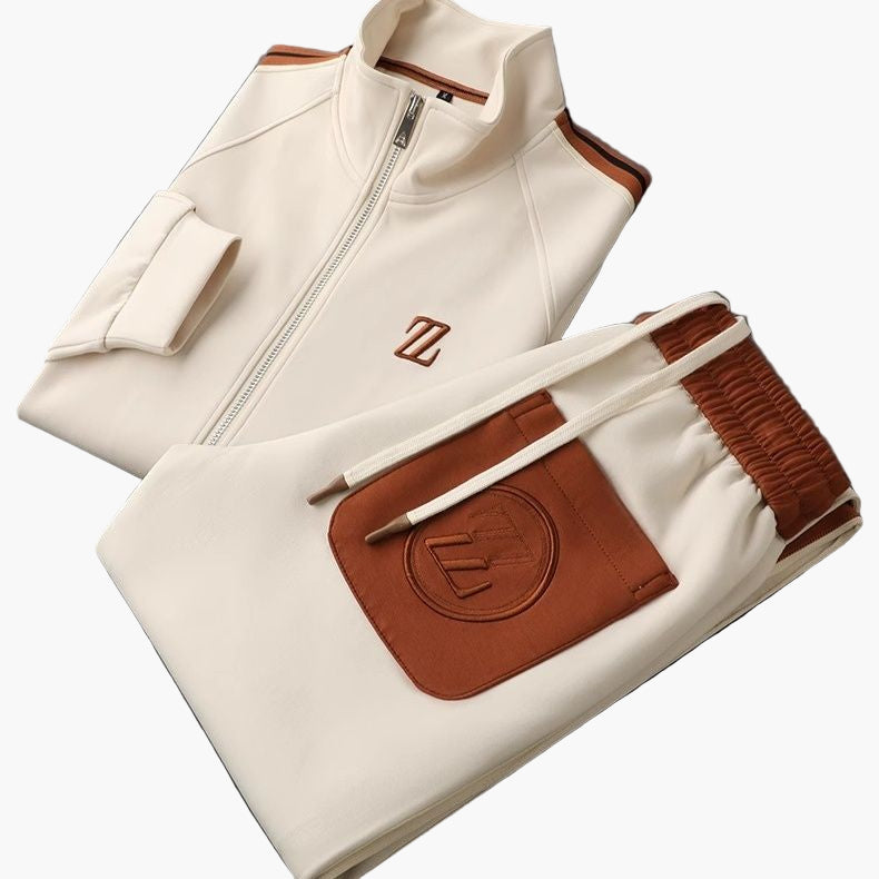Men's Modern Athletic Tracksuit Set – Sporty Casual Zip-Up Jacket and Joggers